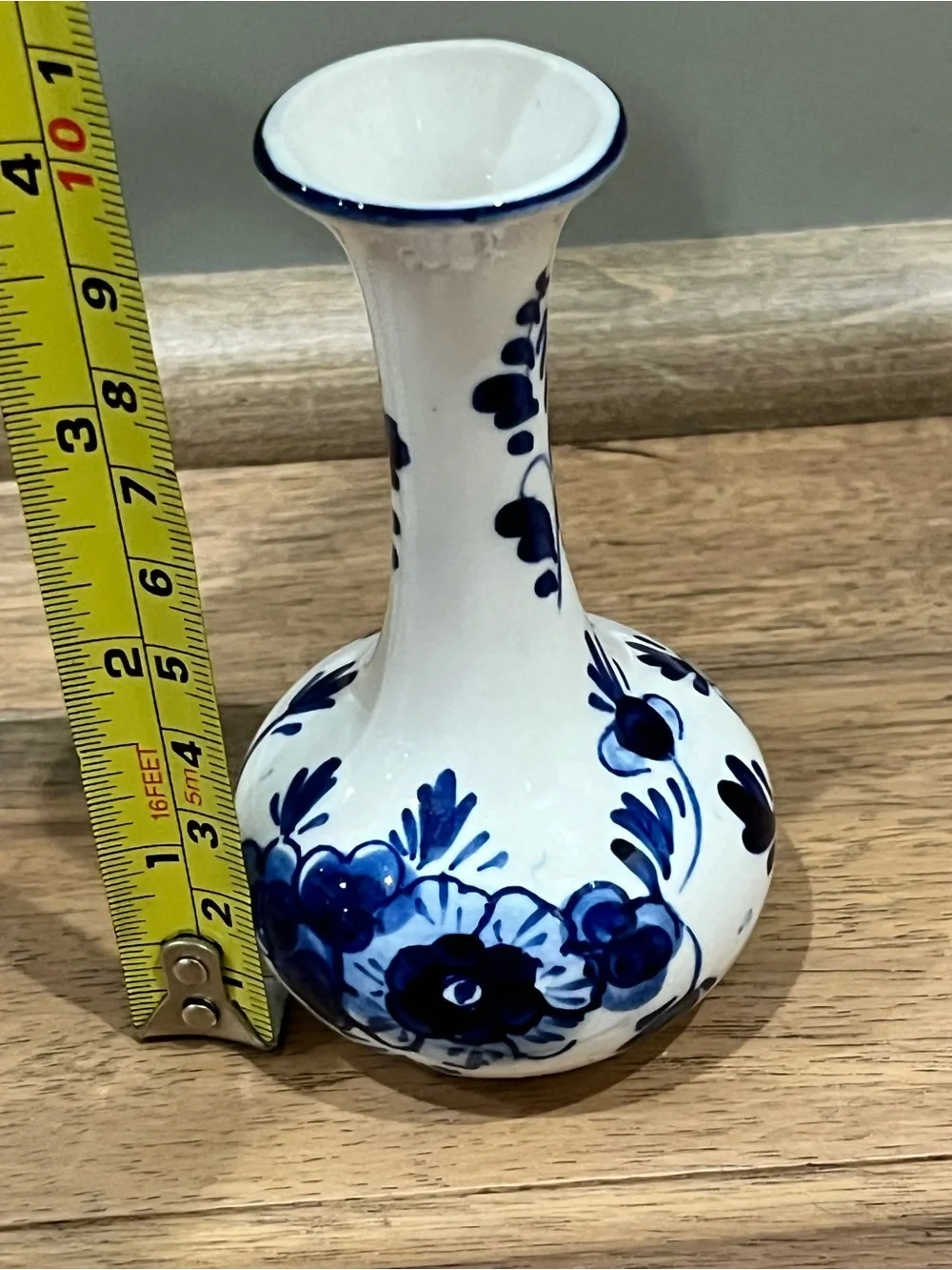 Delft Blue and White Floral Bud Vase
